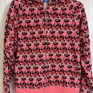 Tokyo Disney Resort Full Zip Hoodie  Minnie Mouse Sweatshirt Pink Medium